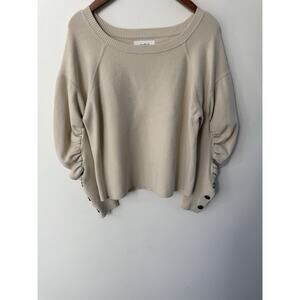 Ba&sh Relaxed Ruched Sleeve Sweater Size 2 Oversized Pullover Beige Relaxed Fit